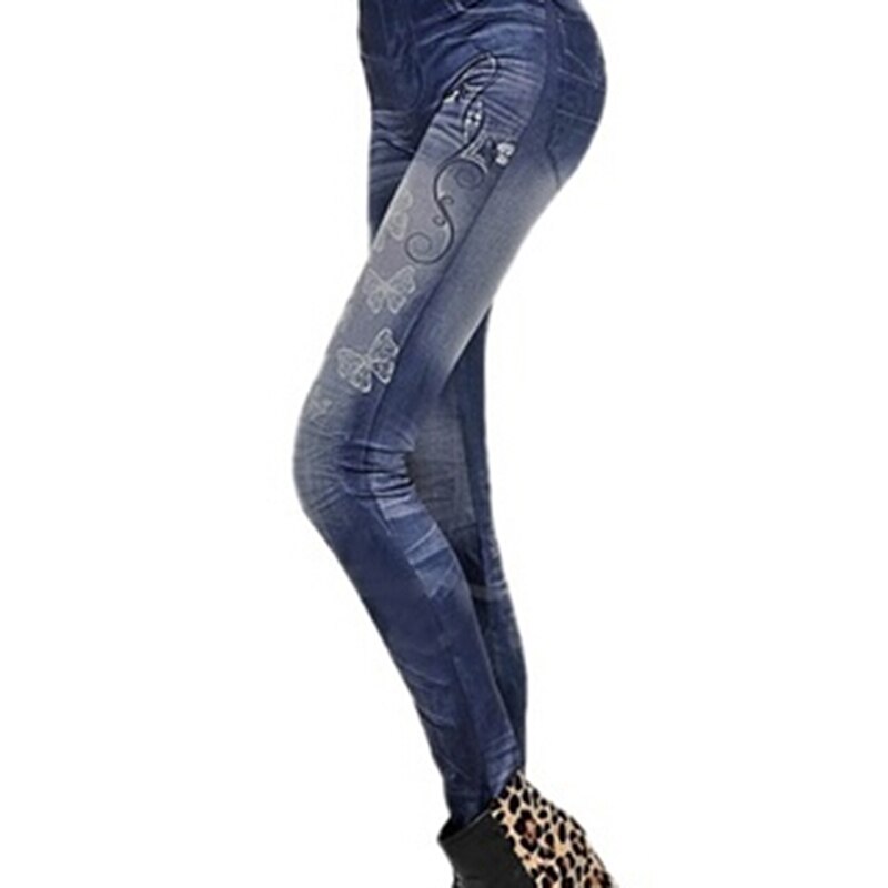 GAOKE High Quality Women Leggings Butterfly Printing Leggin Skinny Jeans Legging Female Casual Denim Legging