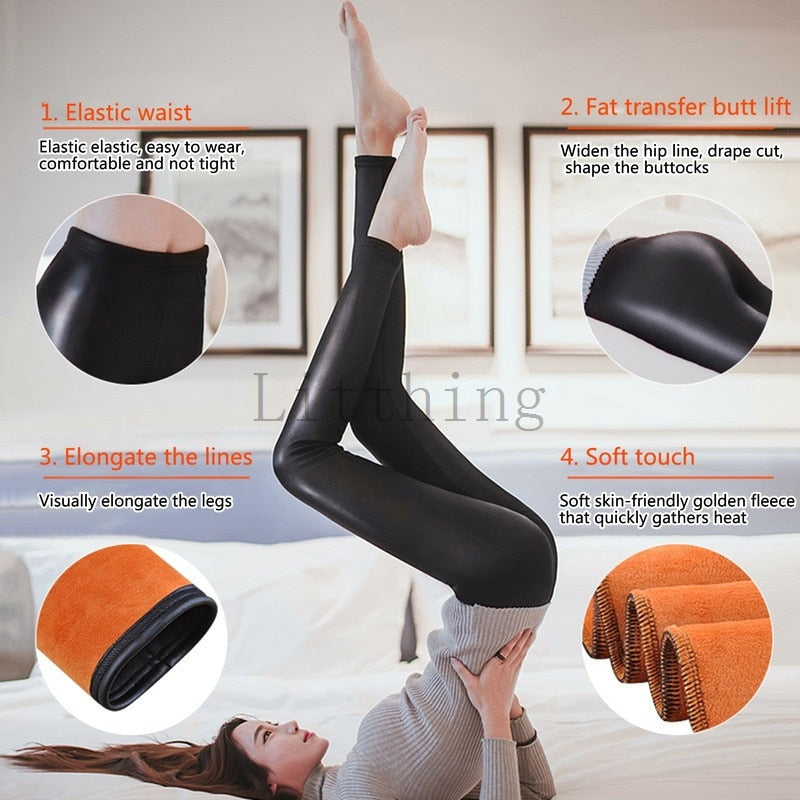 Sexy Leather Spring Autumn Warm Thermal Pantyhose Women Sock Pants Stockings Panty High Waist Slim Tights Leggings