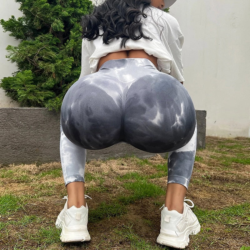 Seamless High Waist Push Up Tights Tie Dye Yoga Pants Sport Leggings Women Fitness Workout Leggins Gym Clothing