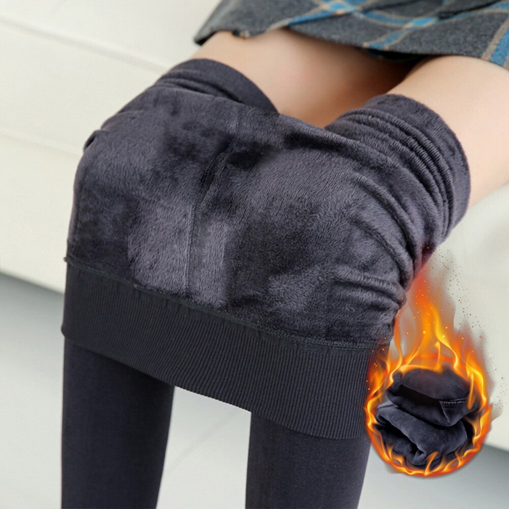 Winter Thermal Leggings Women High Waist Stretch Pants Thicken Warm Casual Slim Tights Nylon Skinny Sweatpants Thermal Pantyhose