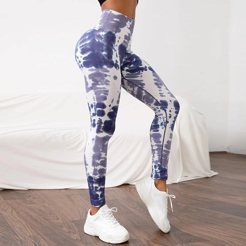 Seamless High Waist Push Up Tights Tie Dye Yoga Pants Sport Leggings Women Fitness Workout Leggins Gym Clothing