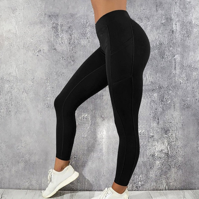 Gym High Waist Yoga Leggings Tights Women Workout  Breathable Fitness Clothing Female Stretchy Training Pants with Pocket