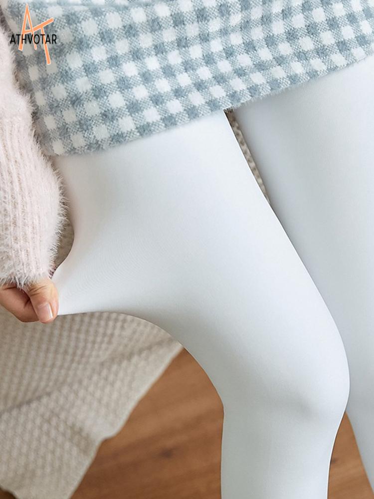 ATHVOTAR Winter Thickened Fleece Womens Leggings White One Dance Leggings Warm Leggings Women Seamless Slim Fit Leggings