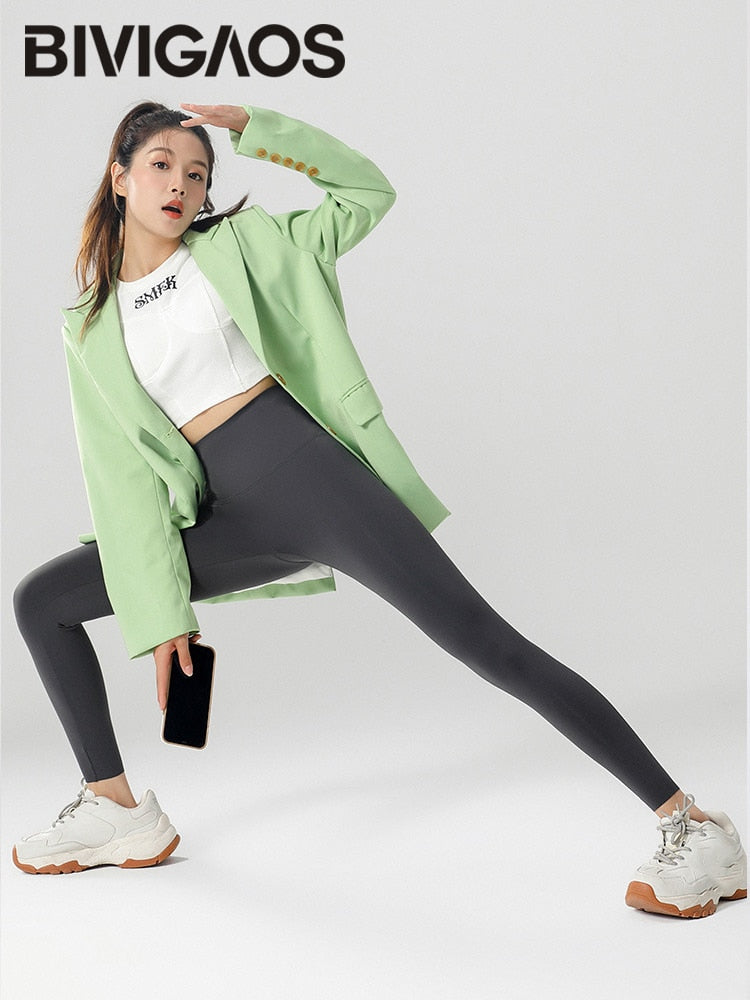 BIVIGAOS Autumn Winter High Waist Velvet Thicken Shark Pants Women's Seamless Fleece Warm Leggings Slim Casual Leggings