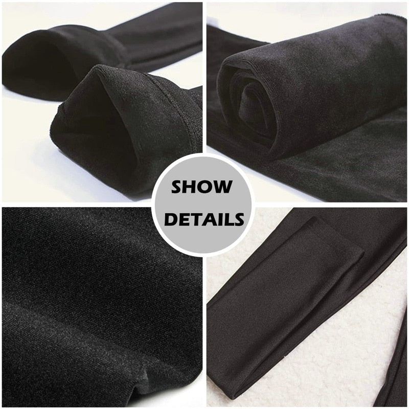 Winter Leggings Velvet Warm Tights High Elastic Thicken Female Luster Pants Black Skinny Pants For Women Leggins