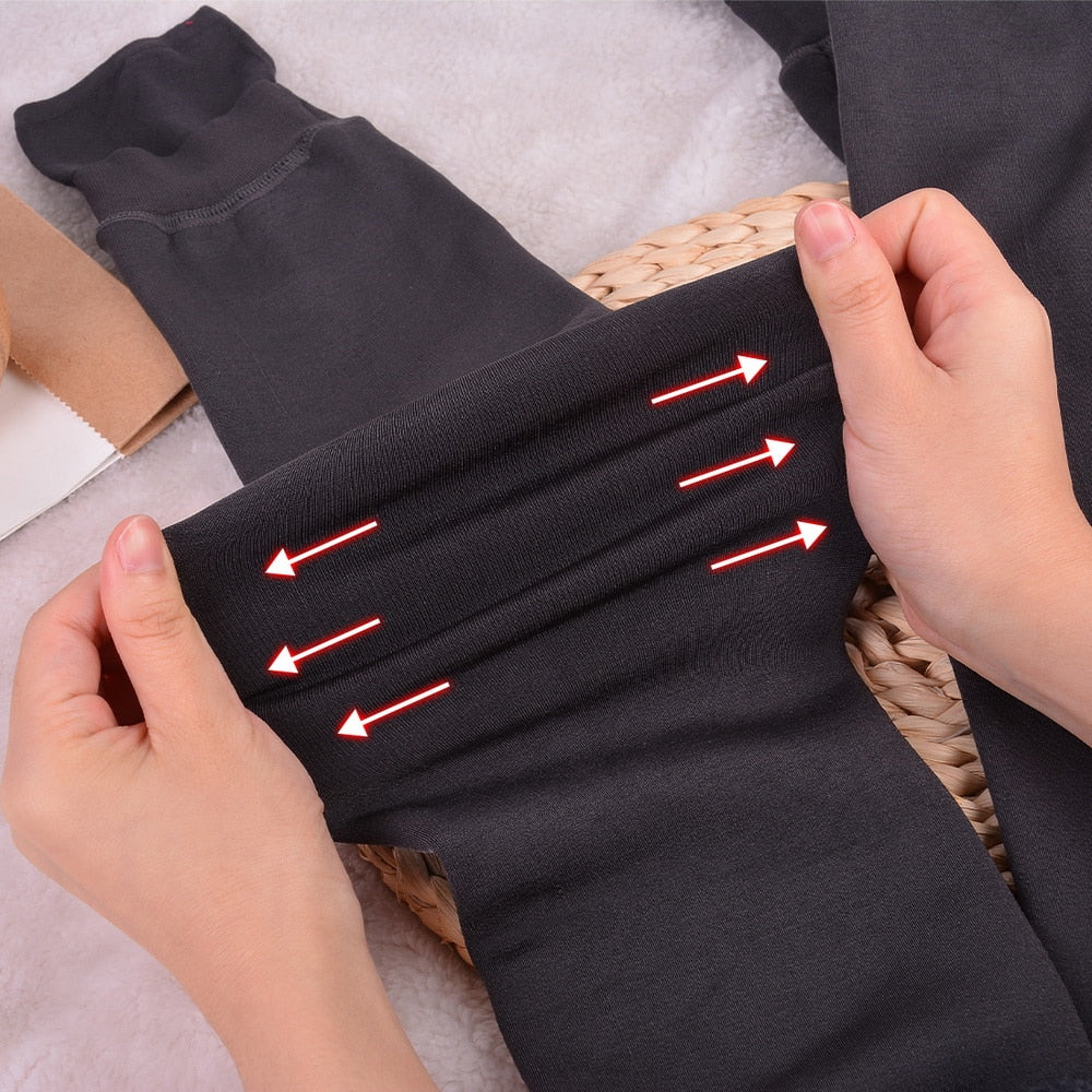 100g Women Winter Leggings Thin Fleece Warm Leggins High Waist Solid Color Velvet Women Leggings Stretchy Black Leggings