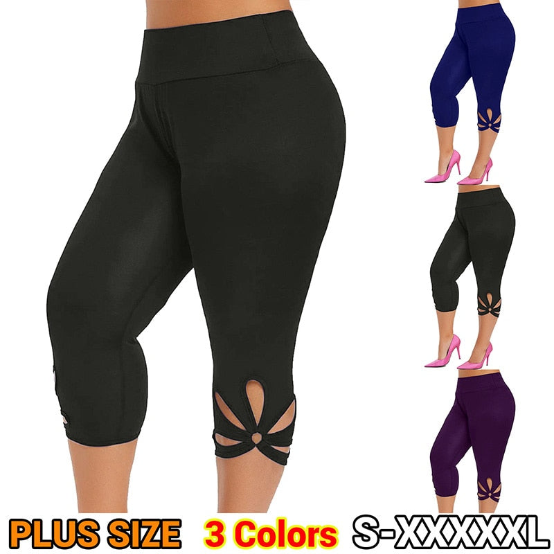 S-5XL Women High Waist Cropped Trousers Pants Elastic Bandage Leggings Super Elastic Yoga Pant
