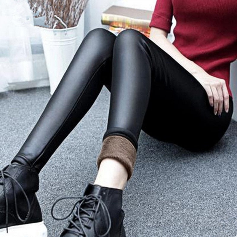 Sexy Leather Spring Autumn Warm Thermal Pantyhose Women Sock Pants Stockings Panty High Waist Slim Tights Leggings