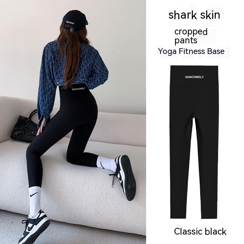 Shark Skin Leggings Women's Pants Tight High Waist Belly Spring and Autumn Winter Wear Plus Velvet Padded Yoga Barbie Pants