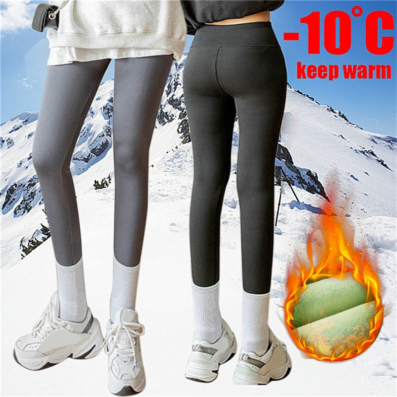 Women Velvet Leggings Warm Pants Thermo Thick Sharkskin High Waist Fleece Lined Tights Thermal Fitness Workout Legging Push Up