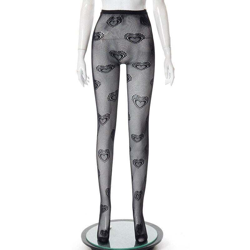 Sexy Party Push Up Leggings Women Clothing Fashion Mesh See Through Nightclub Transparent Pantyhose Hollow Out Ripped Distressed