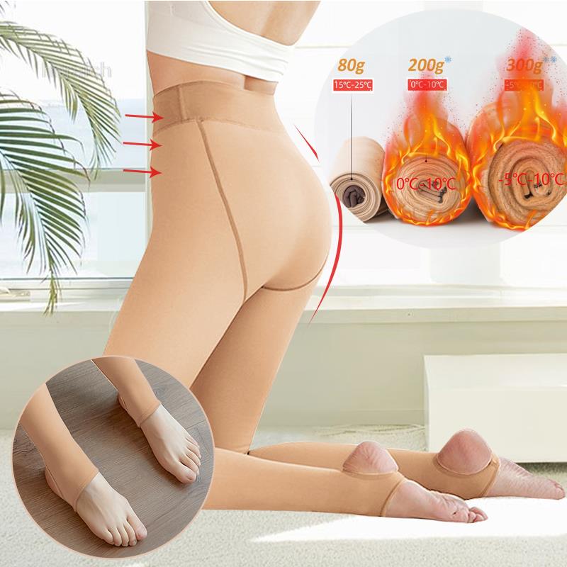 Fake Translucent Velvet Winter Leggings Women Sexy Push Up Thick Tights Fleece Pantyhose Winter Thermal Stockings Socks Panty