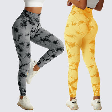 Women Fitness Workout Sport Gym High Waist Seamless Booty Marble Tie Dye Scrunch Butt Pant Yoga Leggings