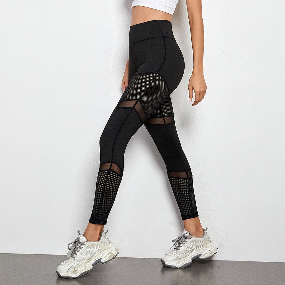 Women Sports Leggings High Waist Push Up Fitness Gym Sports Leggings Women Running Hollow Mesh Running Seamless Training Pants