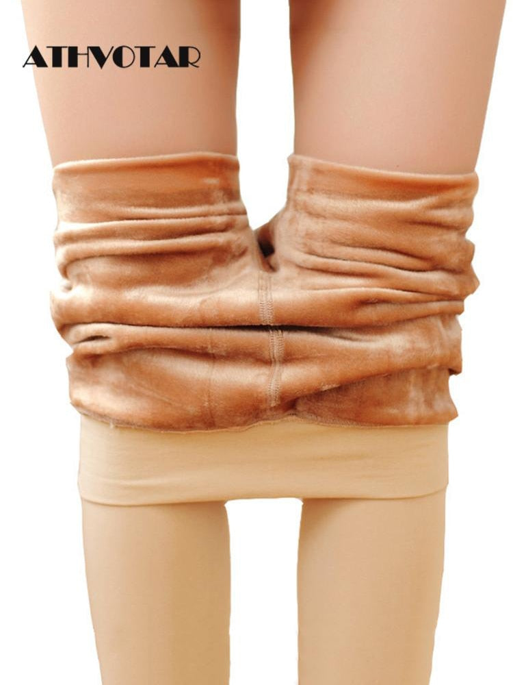 ATHVOTAR Winter Leggings Women Velvet Fleece Lined Slim High Waist Skinny Women Leggins Thermal Pants Warm Legging 2022