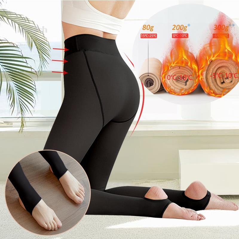 Fake Translucent Velvet Winter Leggings Women Sexy Push Up Thick Tights Fleece Pantyhose Winter Thermal Stockings Socks Panty