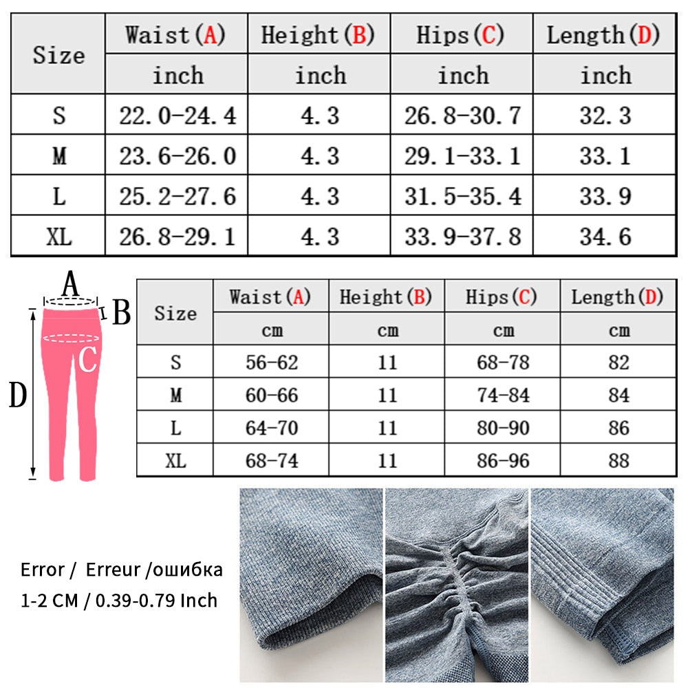 Seamless Sexy Sports Leggings For Women Solid Scrunch Gym Leggins Fitness Push Up Tights Female Training High Waist Yoga Pants