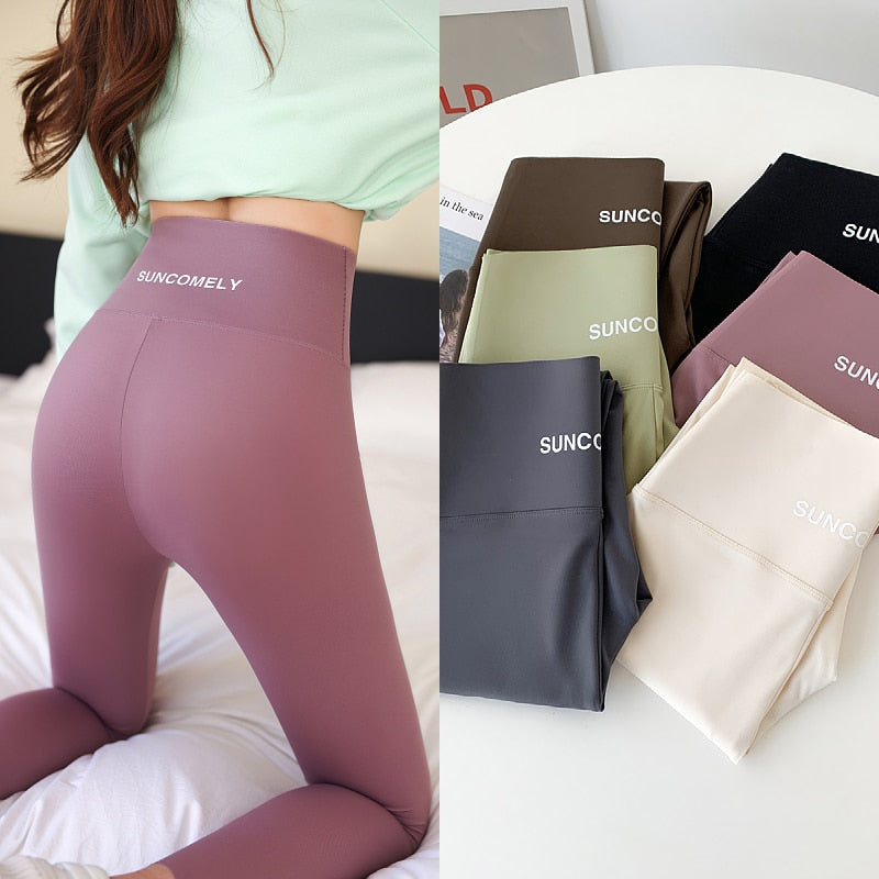 High Waisted Yoga Pants Full-length Leggings Solid Slimming Sports Tights Woman Butt Lifting Leggings Fitness Velvet Warm Leggin