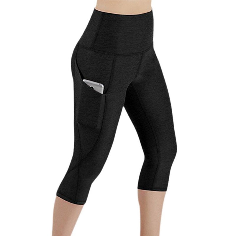 3/4 Yoga Pants Women Calf-Length Pants Capri Pant Sport Leggings Women Fitness Yoga Gym High Waist Leggins Black Dropshipping