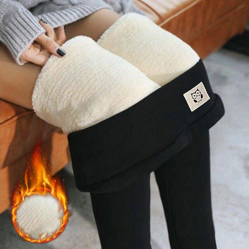 Winter Fashion Thicken Lambwool Leggings 2022 New Women Warm Fleece Lined Thermal Pants Sexy Skinny Hight Waist Skinny Leggins