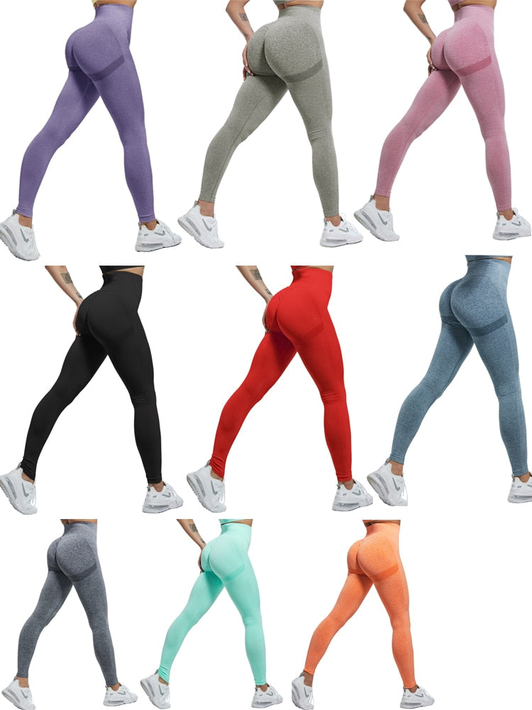 CHRLEISURE Women Seamless Fitness Leggings High Waist Sports Booty Gym Leggings Push Up Slim Black Skinny Female Pants