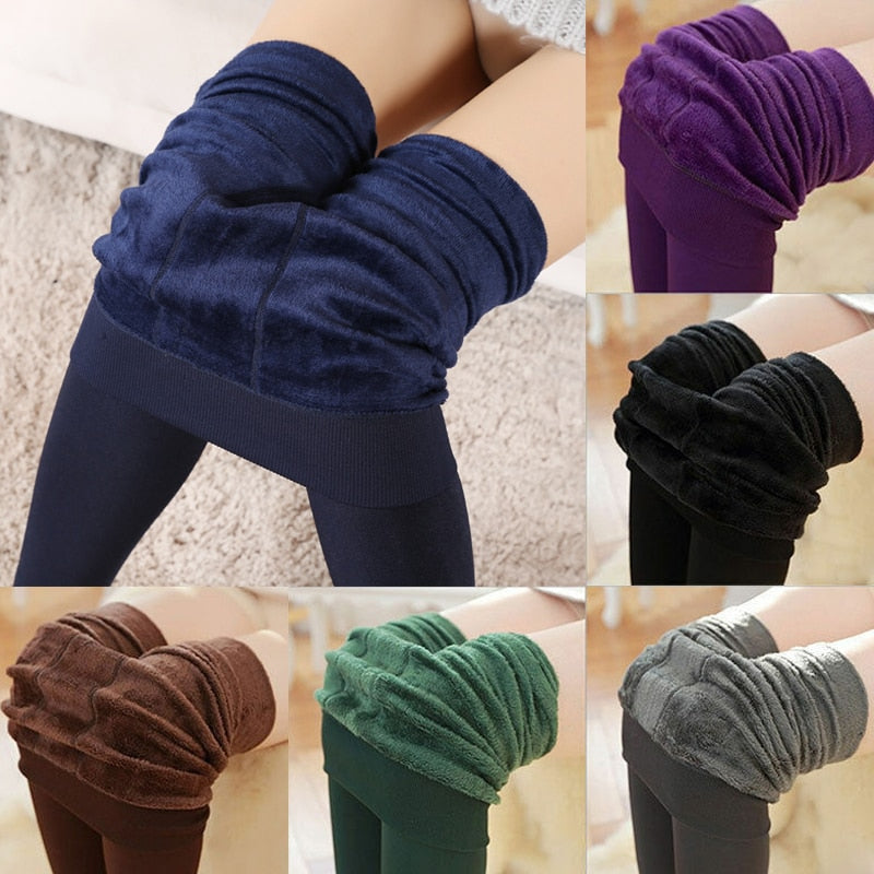 9 Colors Women Casual Warm Plus Size Faux Velvet Knitted Leggings Thick Slim Legging Super Elastic Winter Plus Cashmere Leggings