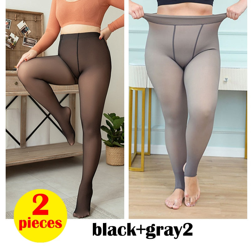 Sexy Fake Leggings Woman Plus Size Warm Leggins Mujer High Waist Fleece Tights Legging 47-80kg Winter