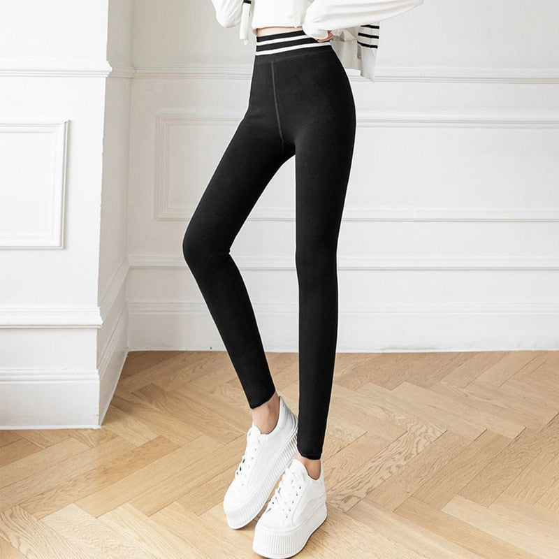 High Wasit Velvet Fitness Pantyhose Women Thicken Warm Leggings Velvet Autumn Winter Lamb Cashmere Warm Fur Leggings Yoga Sports