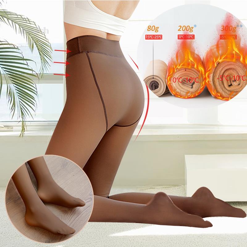 Fake Translucent Velvet Winter Leggings Women Sexy Push Up Thick Tights Fleece Pantyhose Winter Thermal Stockings Socks Panty
