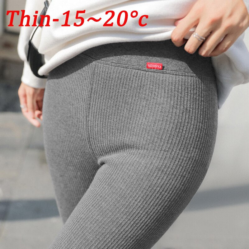 2022 Autumn Winter Models Plus Velvet Thick Leggings Women Outer Wear High Waist Hip Lift Foot Imitation Cashmere Pants New