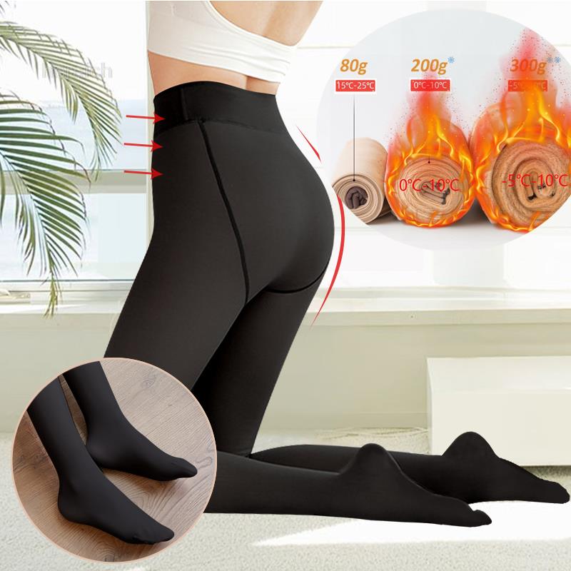 Fake Translucent Velvet Winter Leggings Women Sexy Push Up Thick Tights Fleece Pantyhose Winter Thermal Stockings Socks Panty