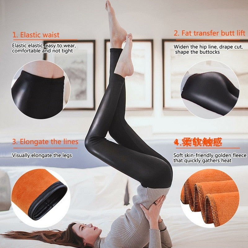 Sexy Leather Spring Autumn Warm Thermal Pantyhose Women Sock Pants Stockings Panty High Waist Slim Tights Leggings