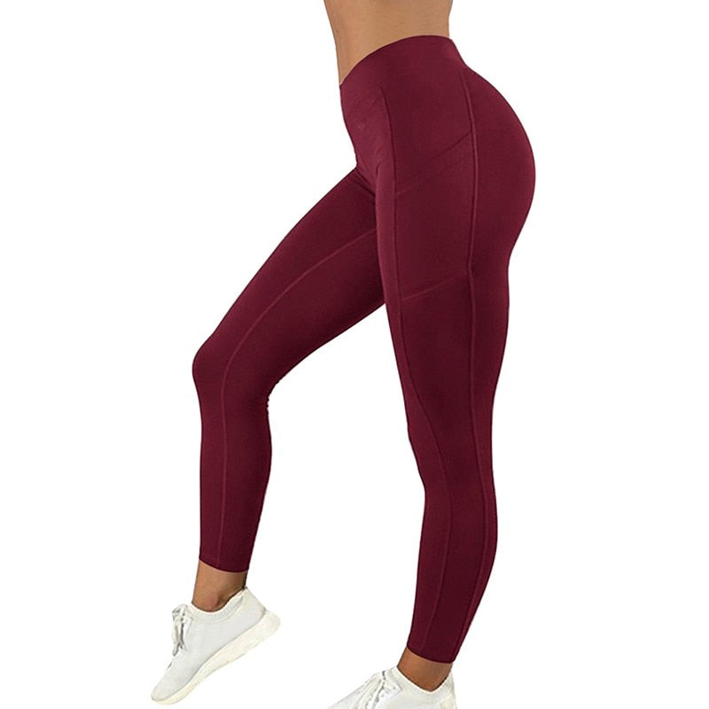 2022 New Leggings Women's Pants Sport Yoga PantsWith Pocket Sexy Tight High Waist Elastic Women's Panties Pocket Legging