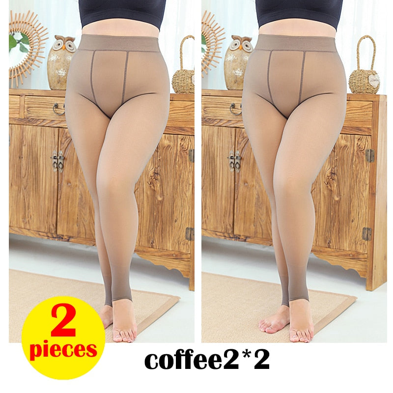 Sexy Fake Leggings Woman Plus Size Warm Leggins Mujer High Waist Fleece Tights Legging 47-80kg Winter