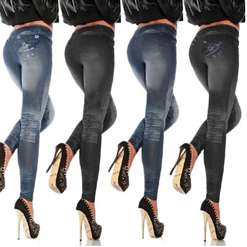 GAOKE High Quality Women Leggings Butterfly Printing Leggin Skinny Jeans Legging Female Casual Denim Legging