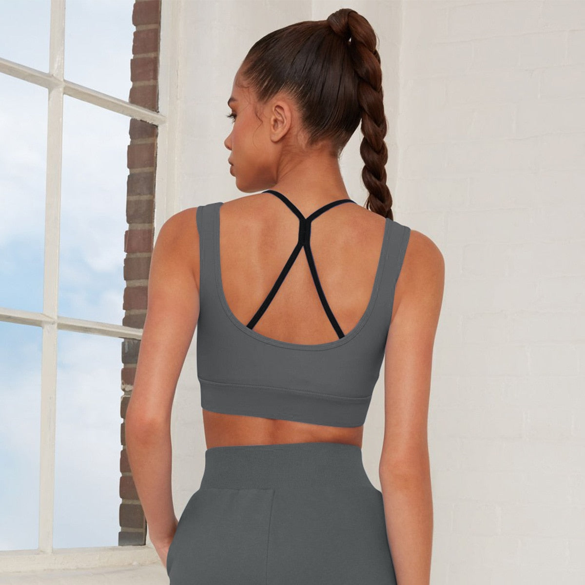 7 Pieces Sets Beautiful Back Double Layer Shorts Seamless Leggings Bra Zipper Top Cycling Running Fitness Pants Gym Yoga Suits