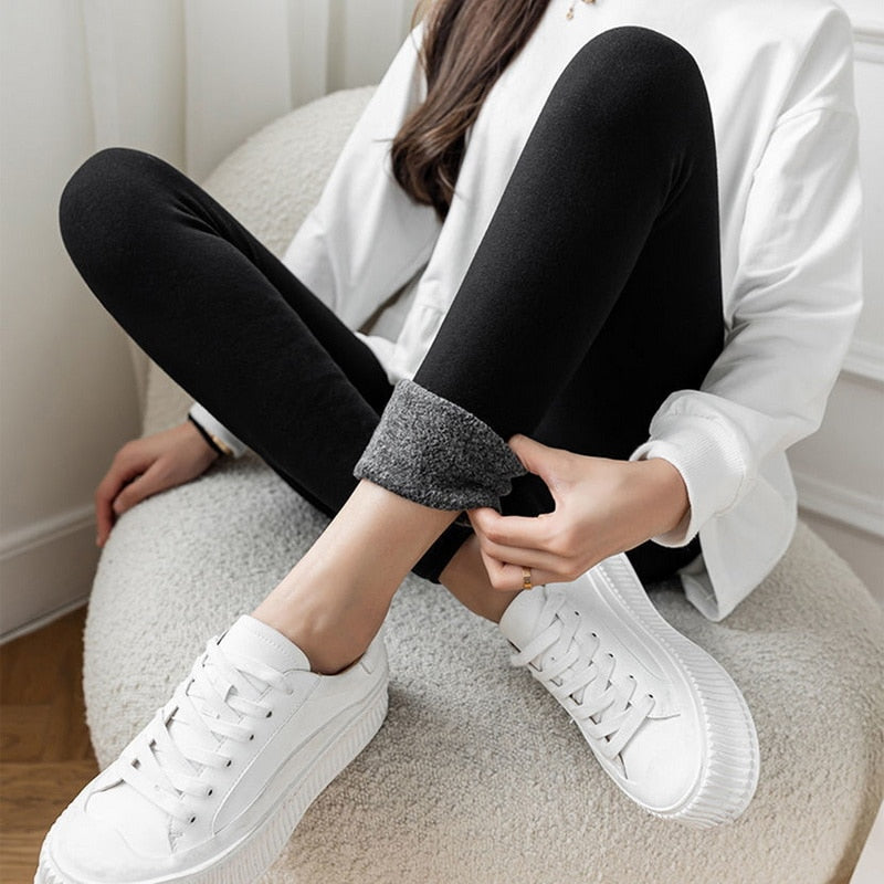Winter Velvet Leggings Women Cashmere Warm Pants Plush Thicken Elasticity Leggings High Waist Slim Tight Plus Velvet Pants 2022