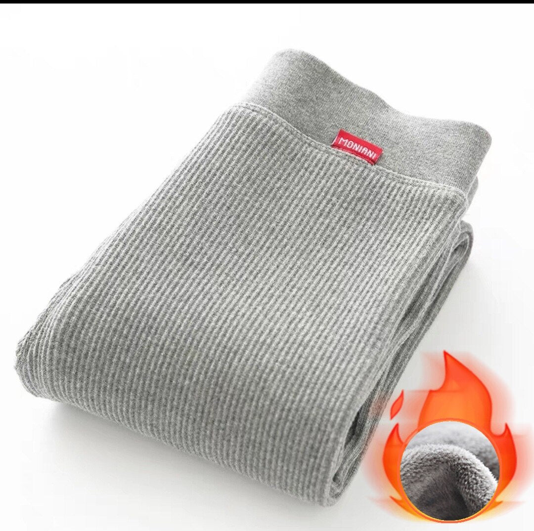 Winter Warm Leggings Women High Waist Ribbed Leggings Thicken Fleece Thermal Pants Casual Slim Solid Colors Elasticity Tights