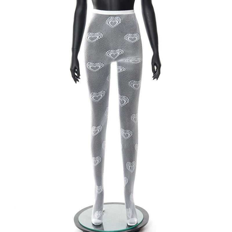 2022 Spring Sexy Hollow Out See Through Stocking Women Black Mesh Hole Tight High Waist Legging Club Streetwear Perspective Pant