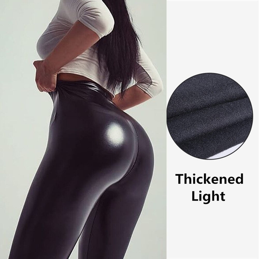 PU Pants Womens Leather Leggings Sexy Pants Push Up Hip Skinny High Waist Trousers Slim LeggingS-5XL Size