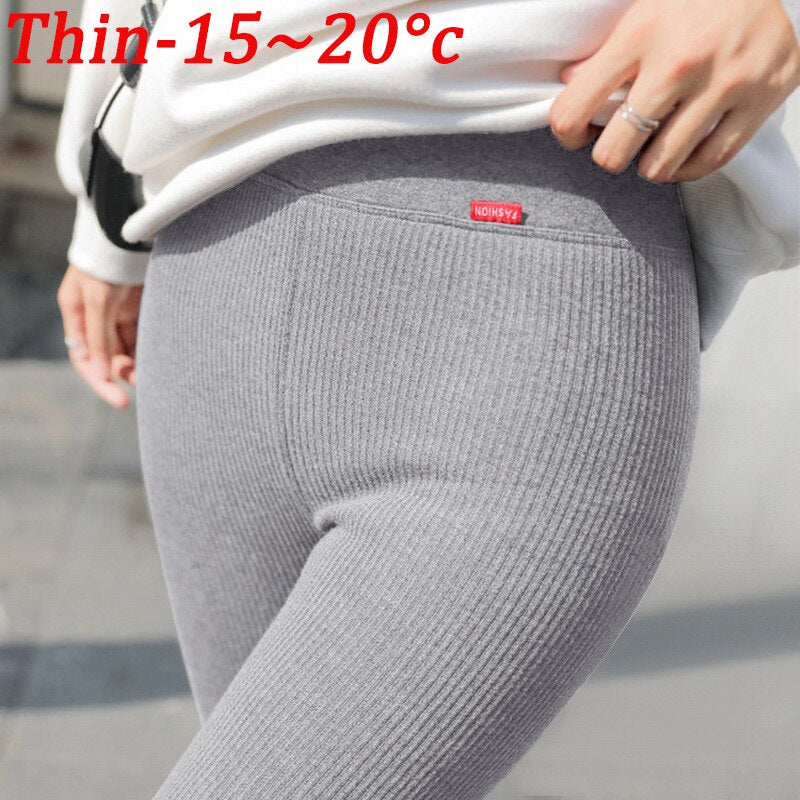 2022 Autumn Winter Models Plus Velvet Thick Leggings Women Outer Wear High Waist Hip Lift Foot Imitation Cashmere Pants New